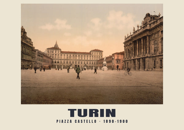 Piazza Castello, Turin — 1890–1900 · Tirage photochrome ancien