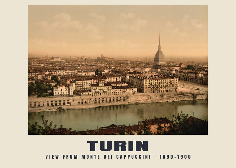 Uitzicht vanaf Monte dei Cappuccini, Turijn — 1890–1900 · Historische fotochroomprint