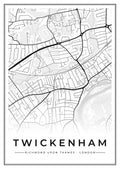 Street map poster of Twickenham, Richmond upon Thames, London