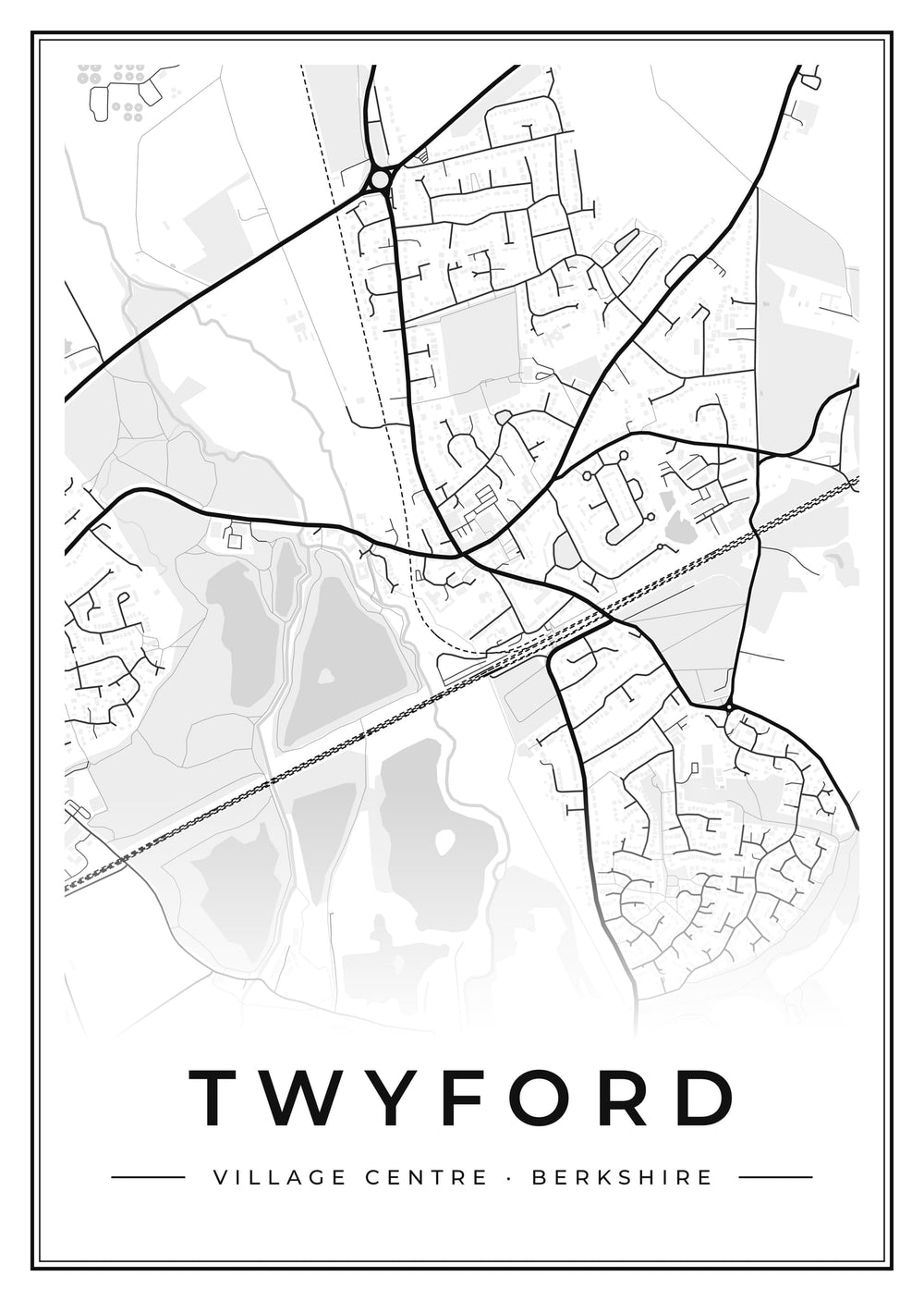 Twyford Village Centre Street Map Poster