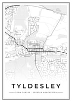Street map poster of Tyldesley town centre, Greater Manchester