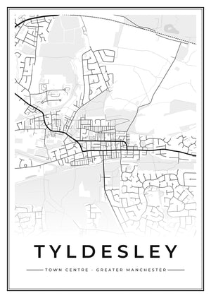 Tyldesley Town Centre Street Map Poster