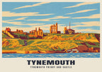 Tynemouth Priory and Castle poster, Retro Railway style