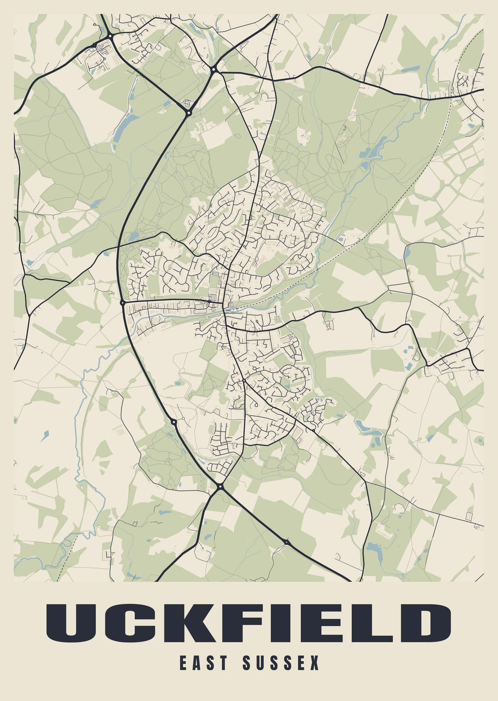 Street map poster of Uckfield, East Sussex