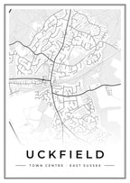Street map poster of Uckfield town centre, East Sussex
