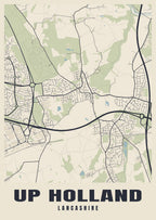 Street map poster of Up Holland, Lancashire