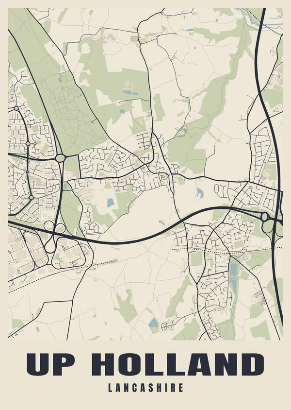 Up Holland Street Map Poster