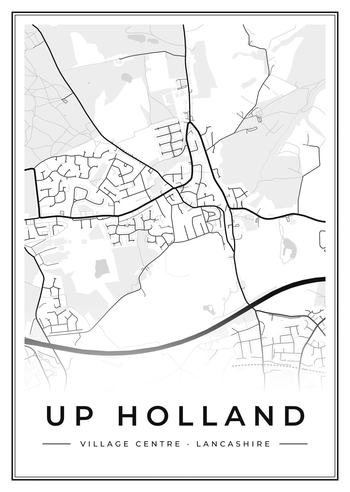 Street map poster of Up Holland village centre, Lancashire