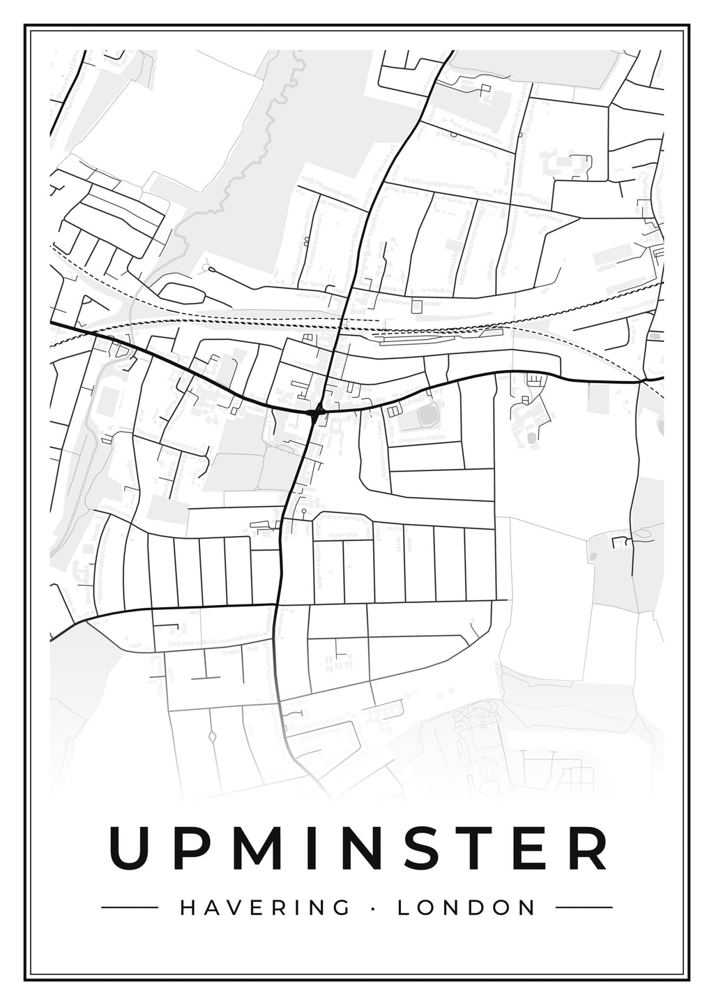 Street map poster of Upminster, Havering, London