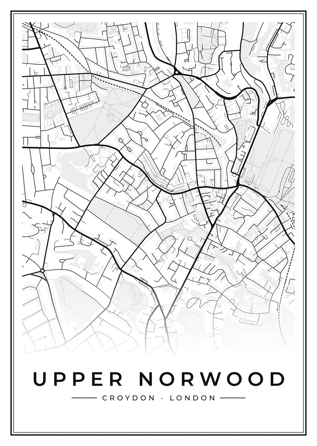 Street map poster of Upper Norwood, Croydon, London