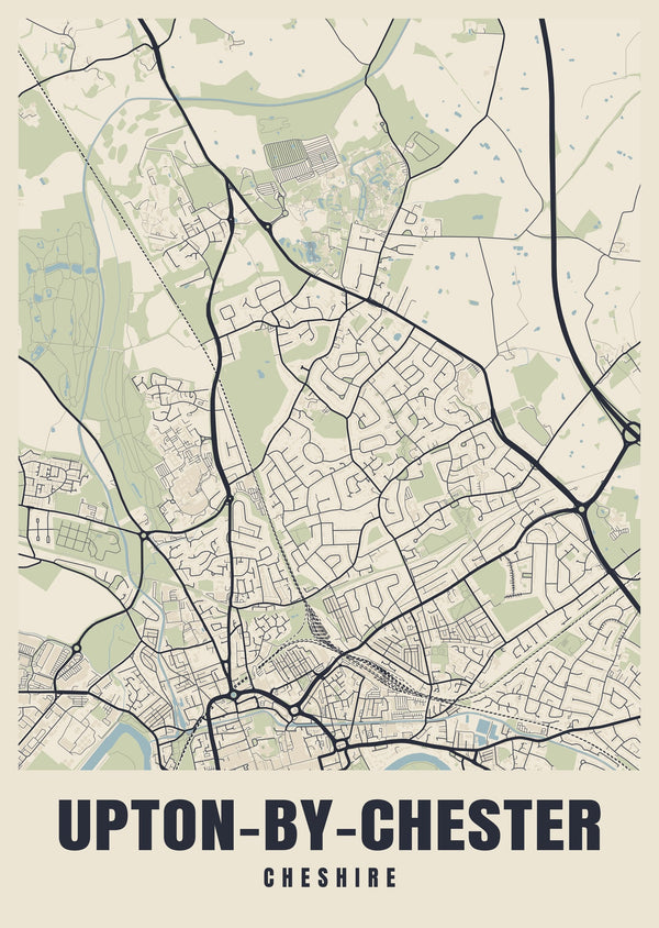 Upton-by-Chester Street Map Poster