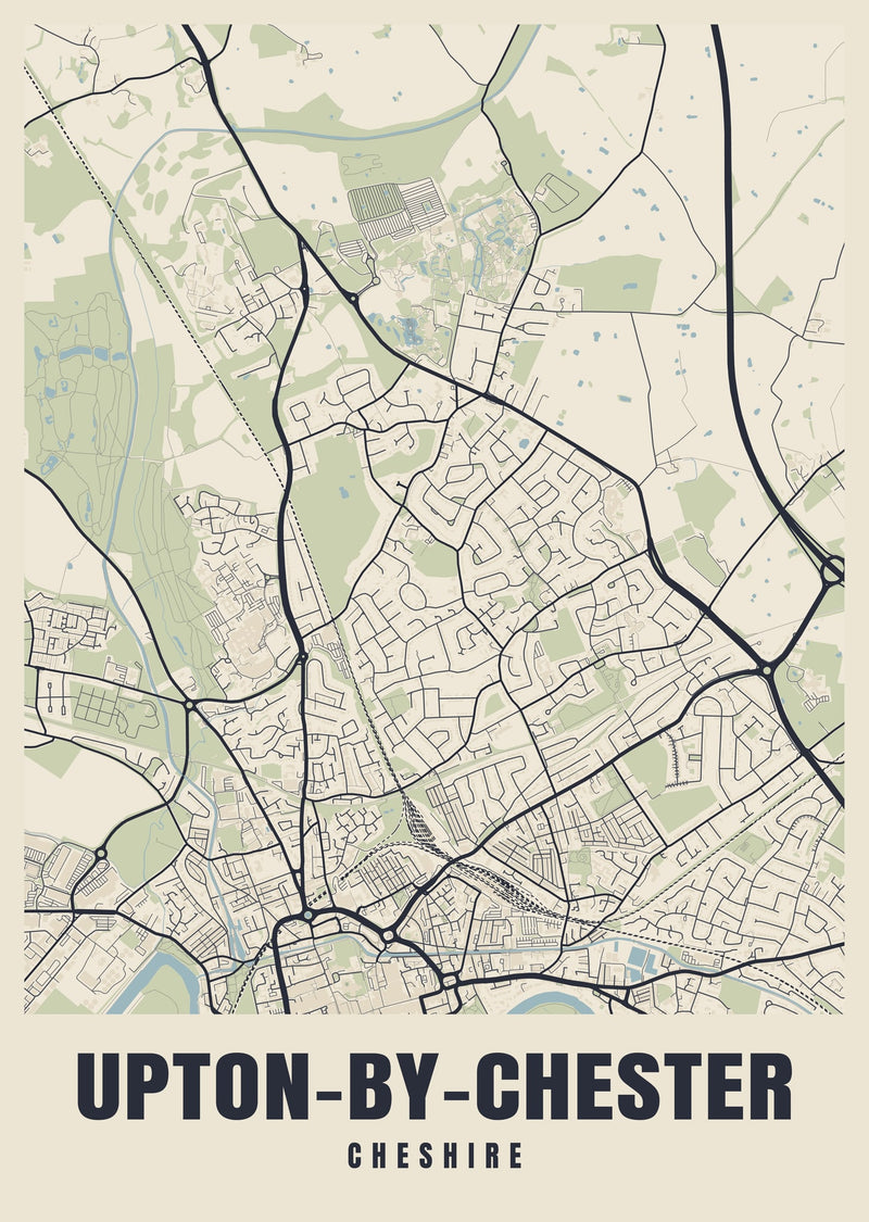 Upton-by-Chester Street Map Poster