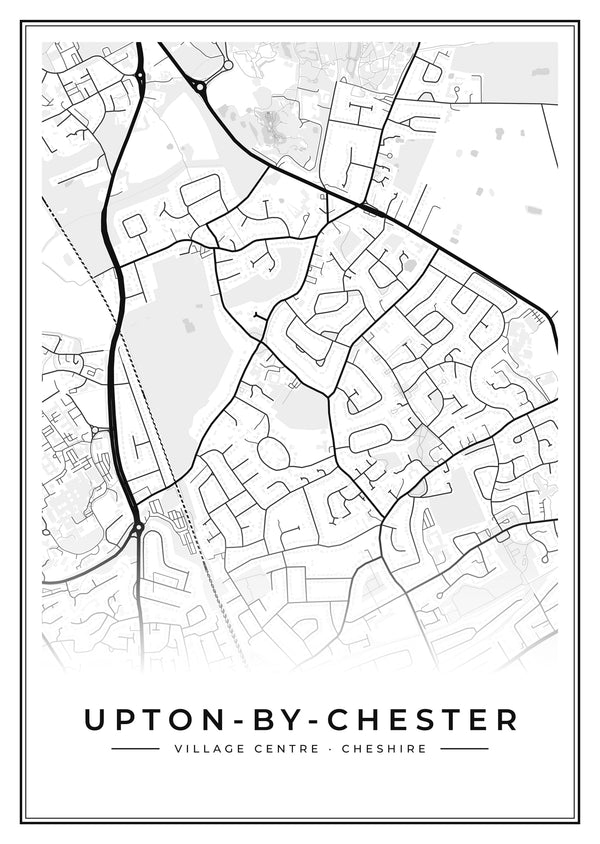 Upton-by-Chester Village Centre Street Map Poster