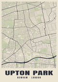Heritage street map poster of Upton Park, Newham, London