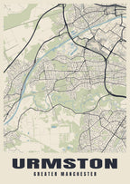 Street map poster of Urmston, Greater Manchester