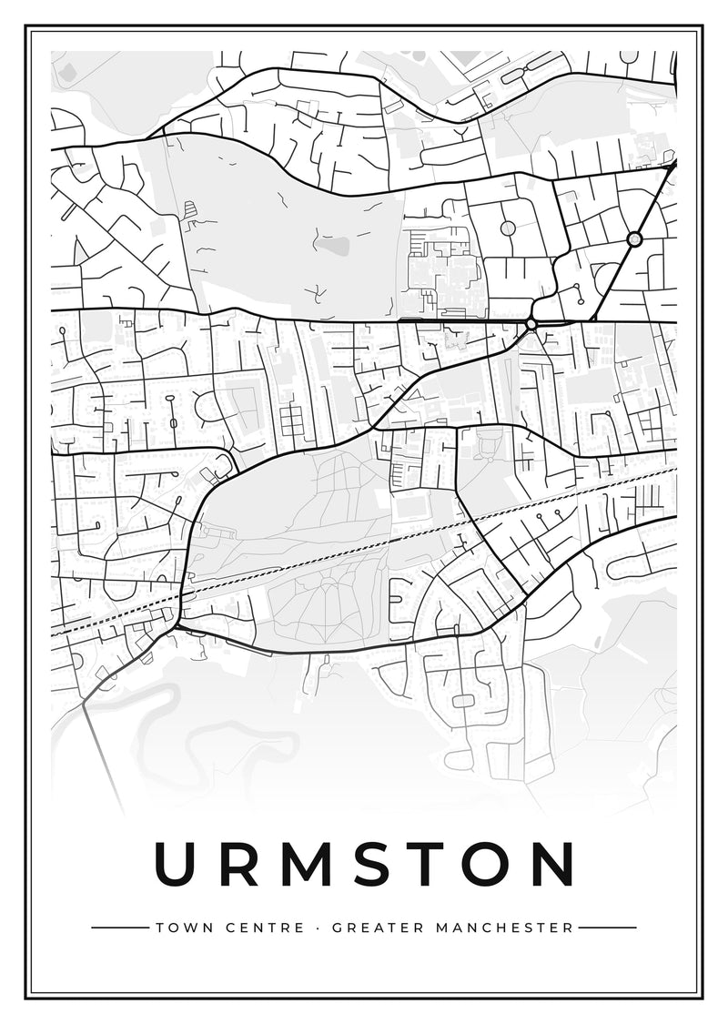 Urmston Town Centre Street Map Poster