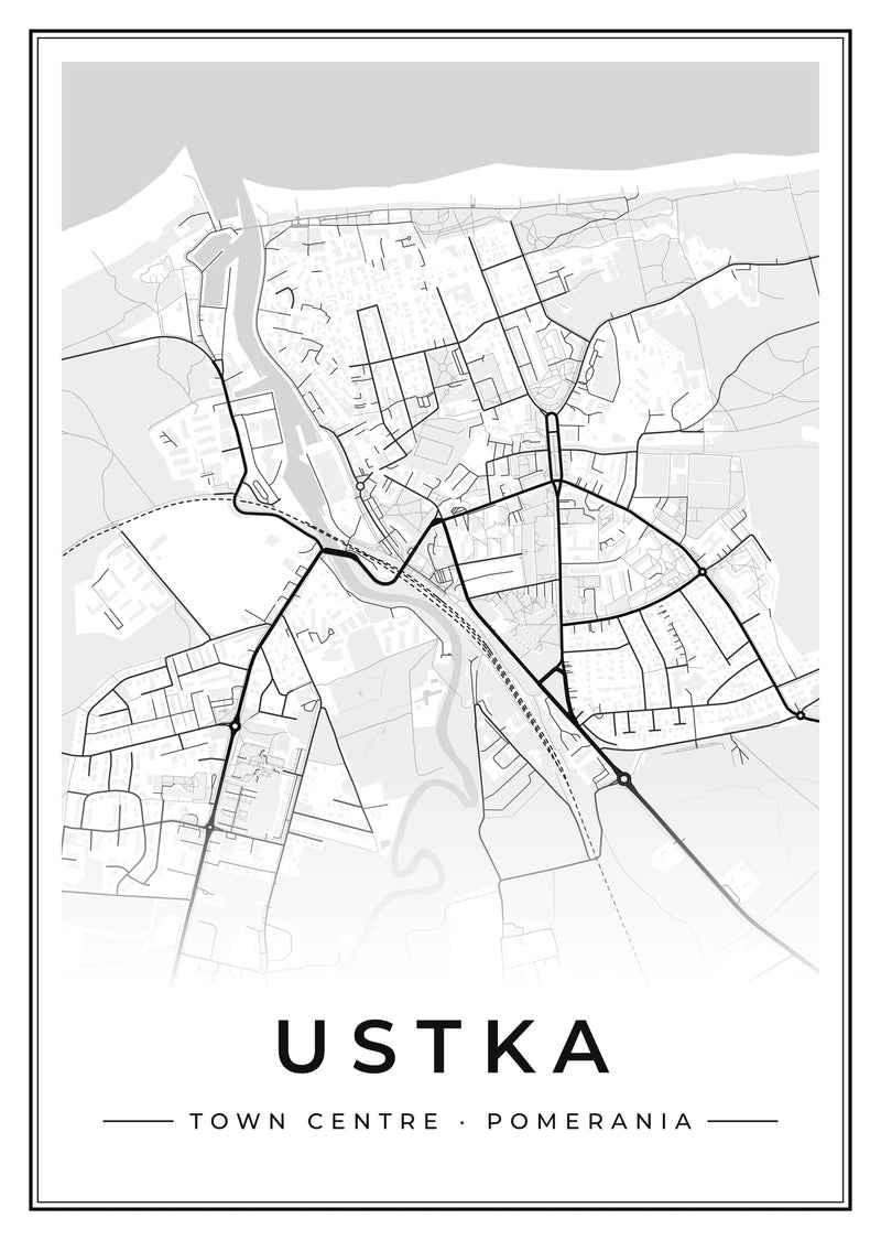 Ustka Town Centre Street Map Poster