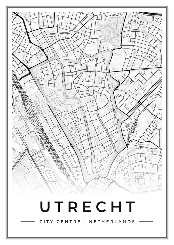 Utrecht City Centre Street Map Poster
