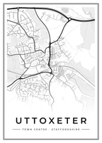 Street map poster of Uttoxeter town centre, Staffordshire