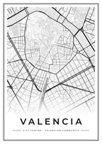 Street map poster of Valencia city centre, Valencian Community