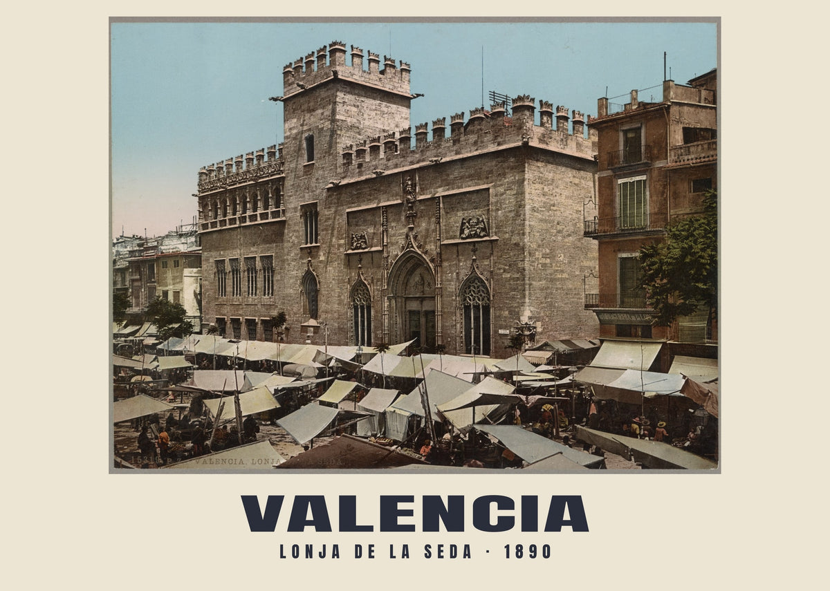 Lonja de la Seda, Valencia, 1890 heritage photograph