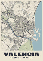 Street map poster of Valencia, Valencian Community