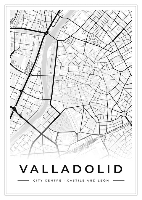 Valladolid City Centre Street Map Poster