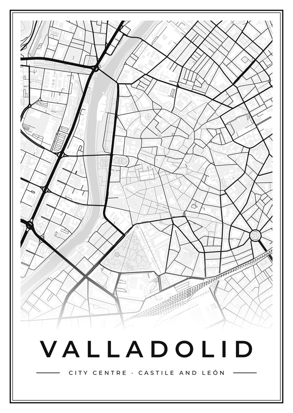 Valladolid City Centre Street Map Poster