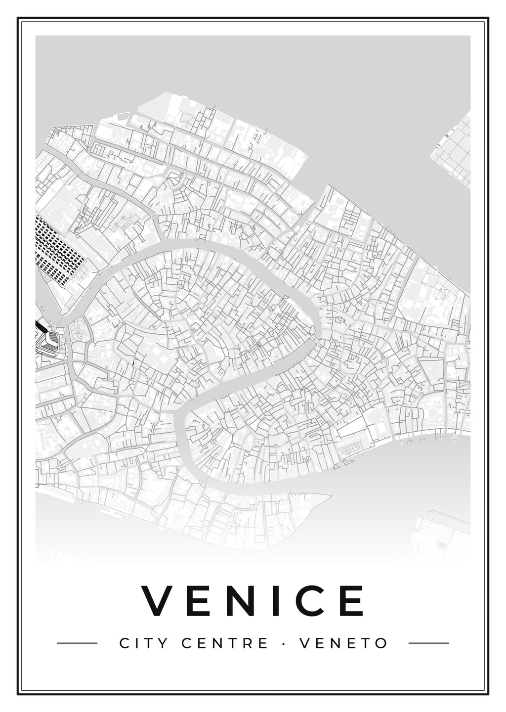Street map poster of Venice city centre, Veneto