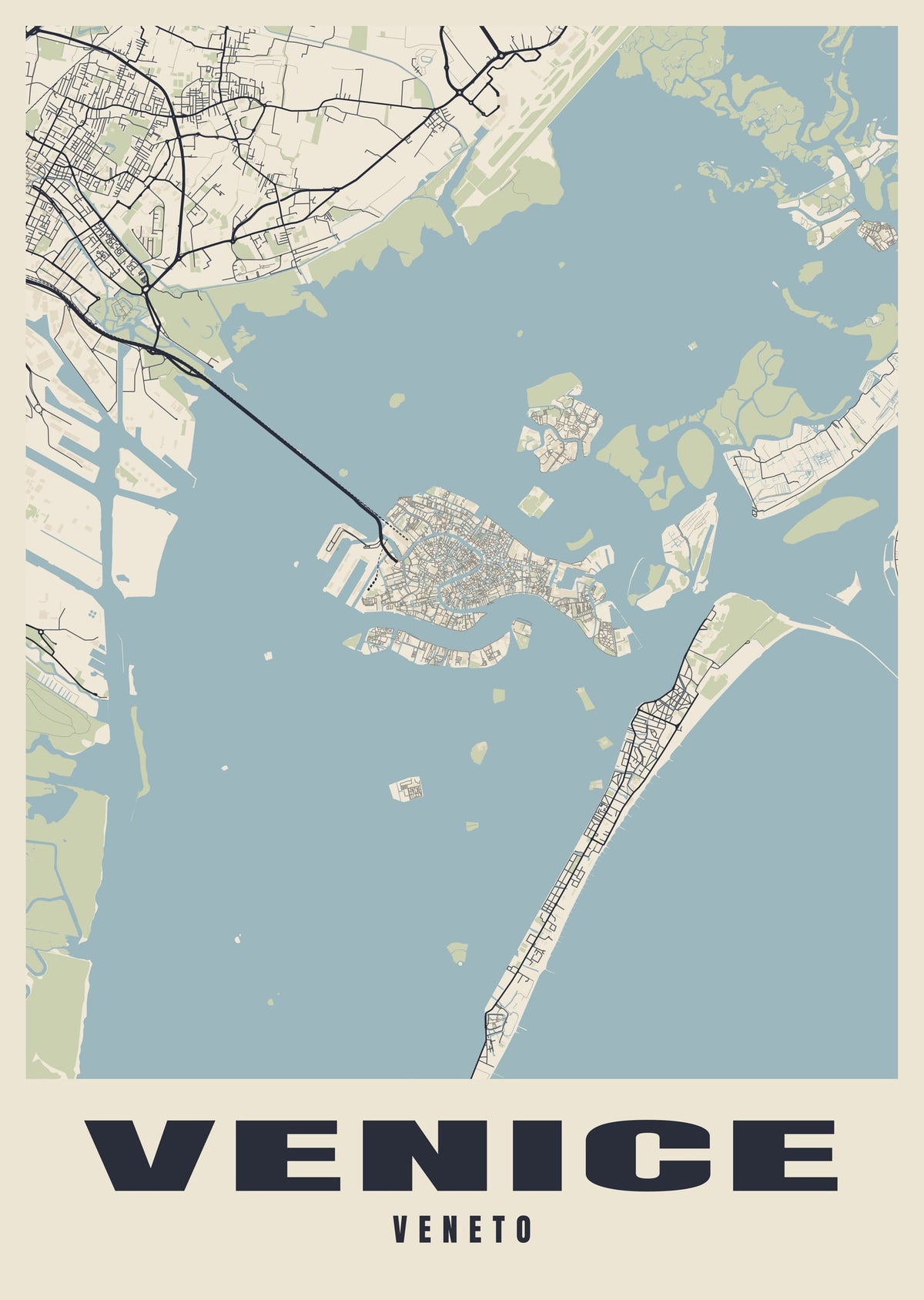 Street map poster of Venice, Veneto