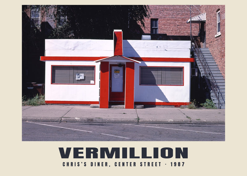 Chris’s Diner, Center Street, Vermillion, South Dakota — 1987 · Wydruk historycznej fotografii