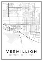 Street map poster of downtown Vermillion, South Dakota