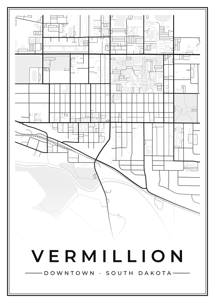 Vermillion Downtown Street Map Poster