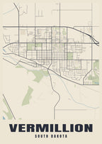 Street map poster of Vermillion, South Dakota