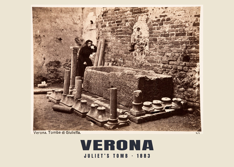 Tumba de Julieta, Verona — 1883 · Lámina fotográfica histórica