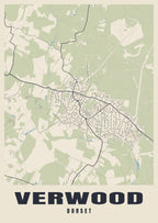 Street map poster of Verwood, Dorset