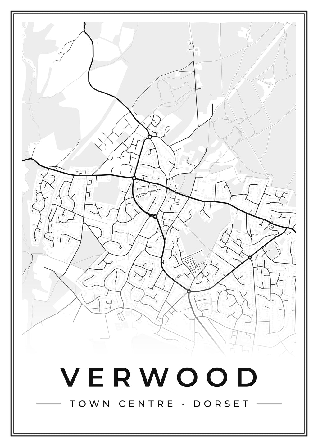 Street map poster of Verwood town centre, Dorset