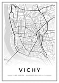 Street map poster of Vichy town centre, Auvergne-Rhône-Alpes