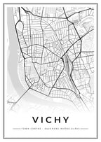 Street map poster of Vichy town centre, Auvergne-Rhône-Alpes