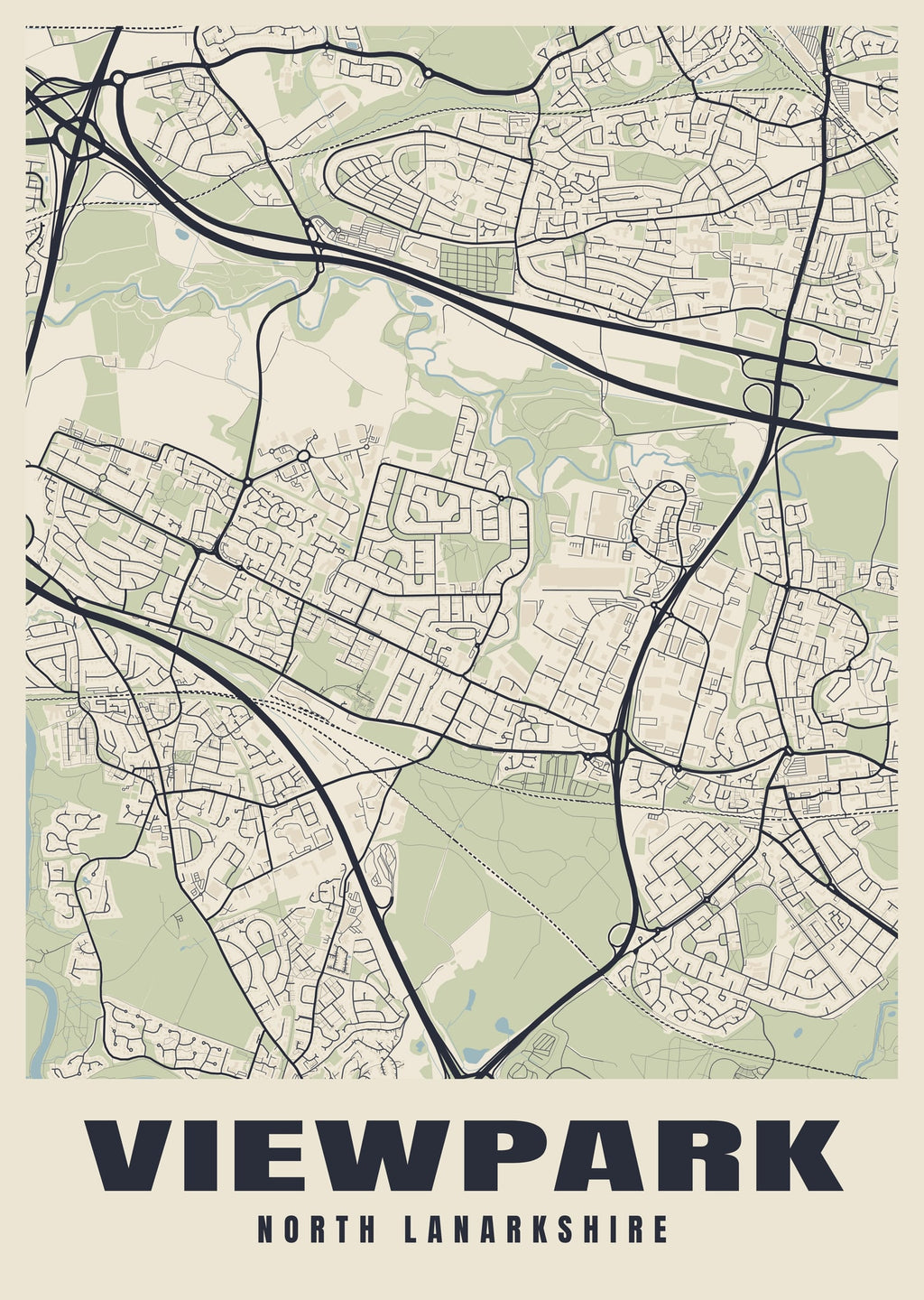 Street map poster of Viewpark, North Lanarkshire