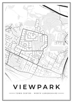 Street map poster of Viewpark town centre, North Lanarkshire