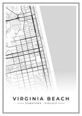 Street map poster of downtown Virginia Beach, Virginia