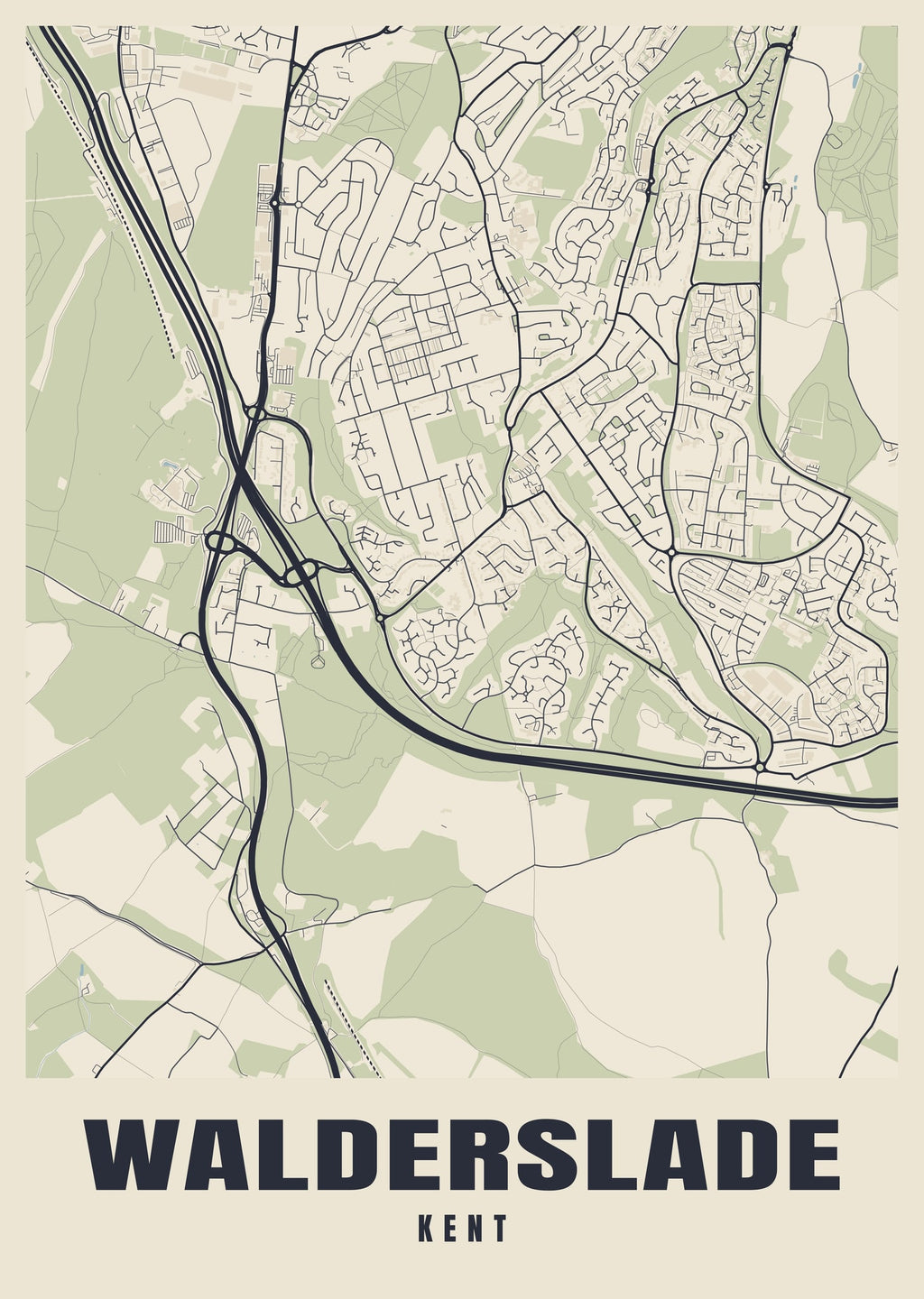 Street map poster of Walderslade, Kent