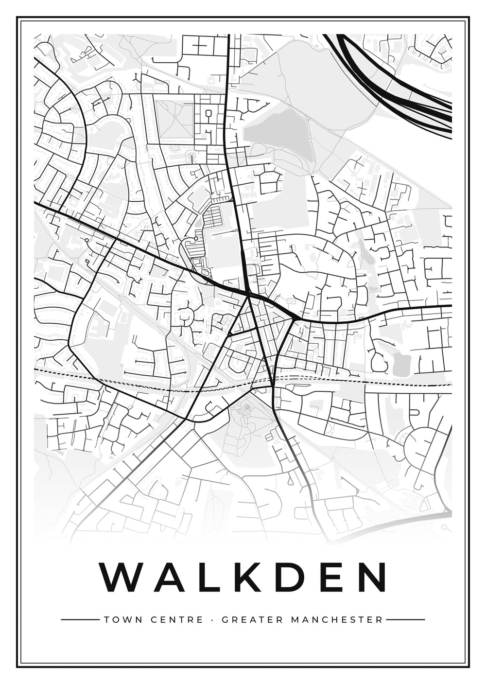 Walkden Town Centre Street Map Poster