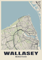 Street map poster of Wallasey, Merseyside