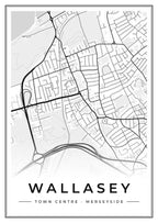Street map poster of Wallasey town centre, Merseyside