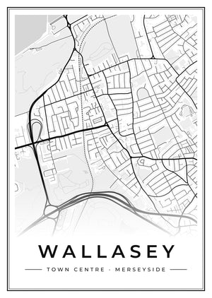 Wallasey Town Centre Street Map Poster