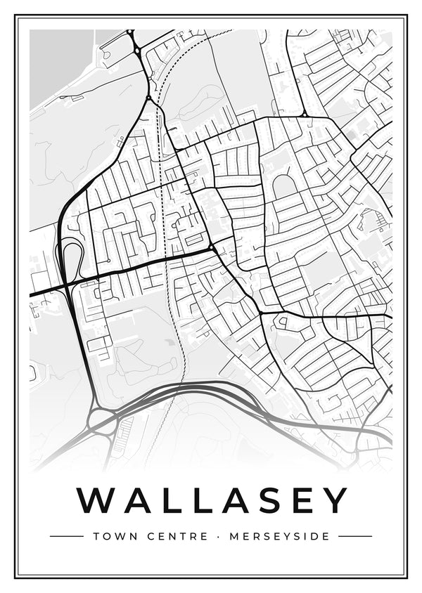 Wallasey Town Centre Street Map Poster