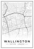 Street map poster of Wallington, Sutton, London
