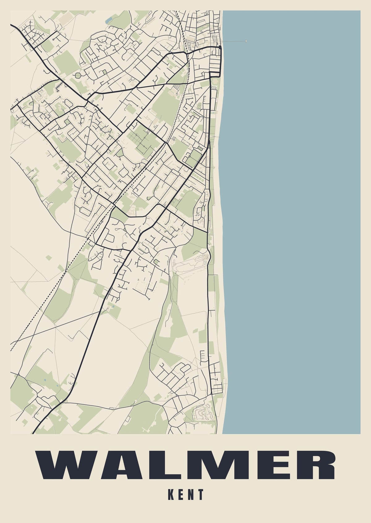 Street map poster of Walmer, Kent